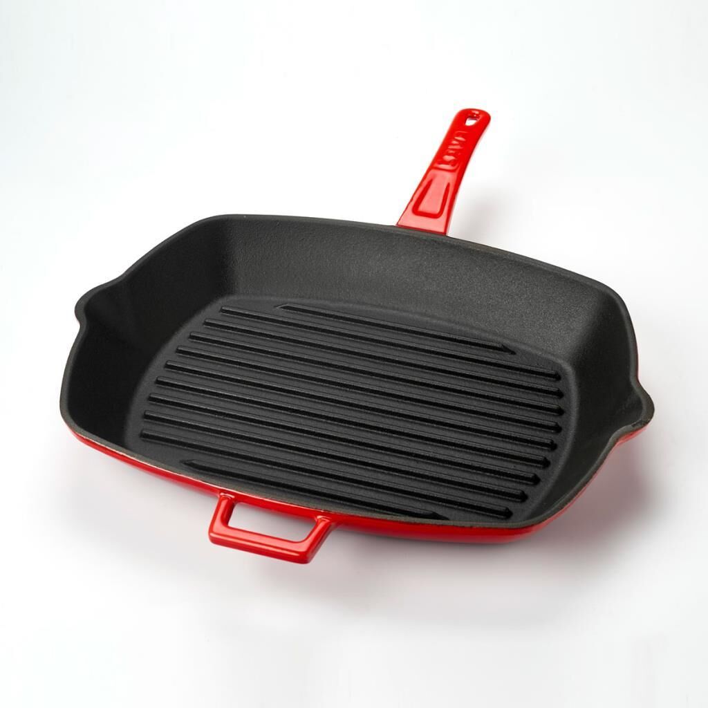 Lava Döküm Dörtgen Tava - Kırmızı 26x32 cm