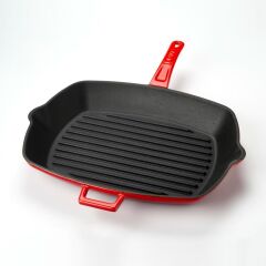 Lava Döküm Dörtgen Tava - Kırmızı 26x32 cm