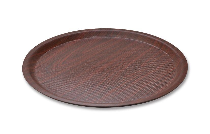 Kapp Yuvarlak Kaymaz Kraft Tepsi - Maun  43 cm