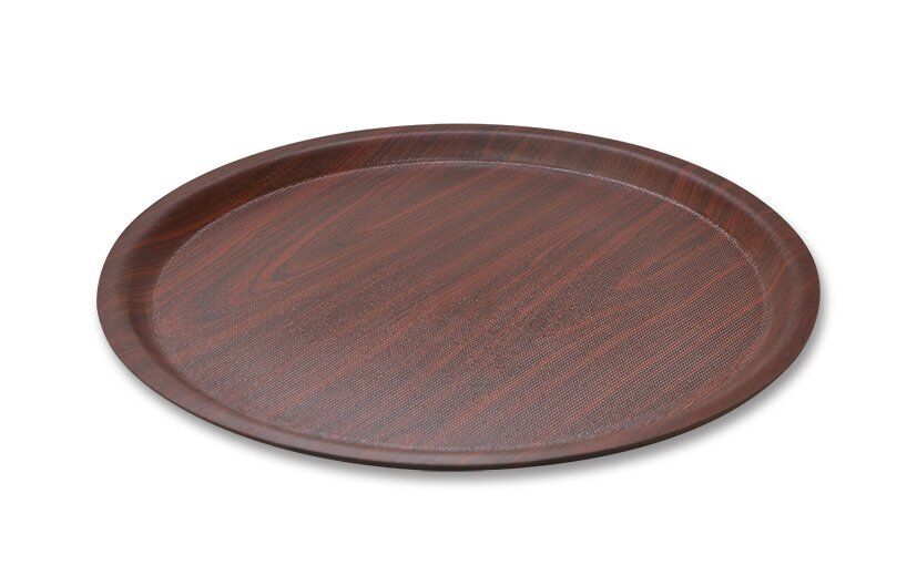 Kapp Yuvarlak Kaymaz Kraft Tepsi - Maun  33 cm