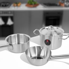 4 Parça Paslanmaz Çelik Mini Tencere Seti